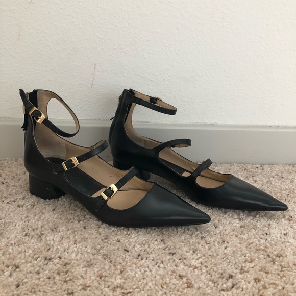 Zara Shoes - • Zara Pointed Toe Leather Strappy Flats •